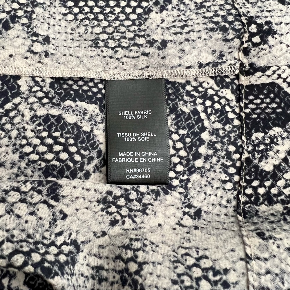 Rebecca Taylor Silk Tie-Waist Shirt Dress  Long Sleeve Snakeskin Print 4 Gray - Picture 14 of 16